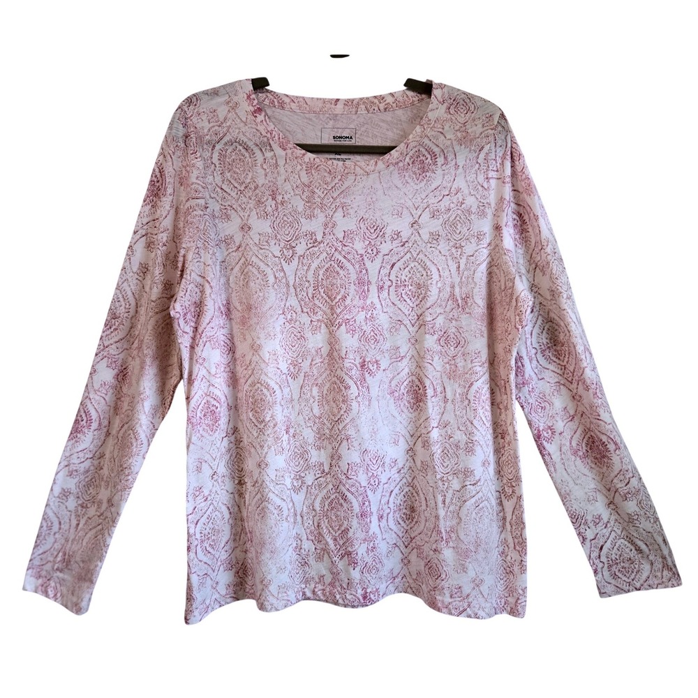 Sonoma Goods For Life Everyday Tee Womens XL Paisley Medallion Long Sleeve Shirt